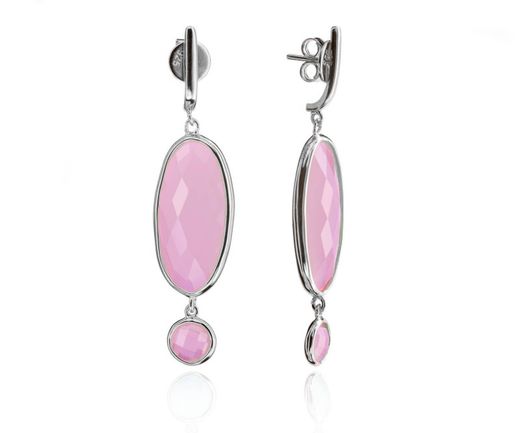 Pendientes Plata Mujer PEM0086RHCR colgante de piedras Minerales Cuarzo Rosa