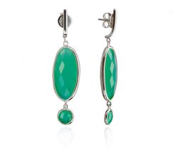 Pendientes Plata Mujer PEM0086RHOV colgante de piedras Minerales Onix Verde