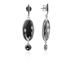Pendientes Plata Mujer PEM0086RHOX colgante de piedras Minerales Onix Negro