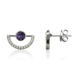 Pendientes Plata Mujer PEM0104RHAM Piedras Minerales Amatista Circonitas
