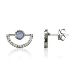 Pendientes Plata Mujer PEM0104RHCB Piedras Minerales Calcedonia Azul Circonitas