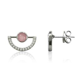 Pendientes Plata Mujer PEM0104RHCR Piedras Minerales Cuarzo Rosa Circonitas