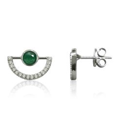 Pendientes Plata Mujer PEM0104RHOV Piedras Minerales Onix Verde Circonitas