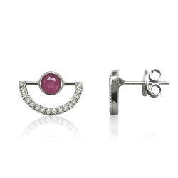 Pendientes Plata Mujer PEM0104RHRU Piedras Minerales Rubí Circonitas