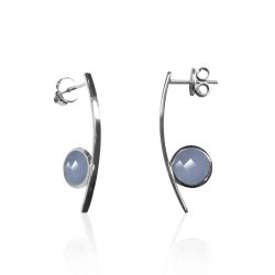 Pendientes Plata Mujer PEM0105RHCB Piedras Minerales Calcedonia Azul