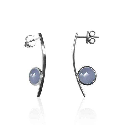 Pendientes Plata Mujer PEM0105RHCB Piedras Minerales Calcedonia Azul
