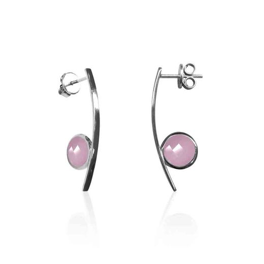 Pendientes Plata Mujer PEM0105RHCR Piedras Minerales Cuarzo Rosa