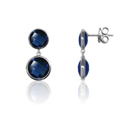 Pendientes Plata Mujer PEM0106RHGB Piedras Minerales Glass Blue