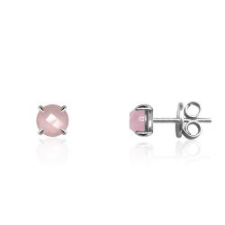 Pendientes Plata Mujer PEM0107RHCR Piedras Minerales Cuarzo Rosa