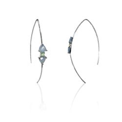Pendientes Plata Mujer PEM0110RHCB Piedras Minerales Calcedonia Azul