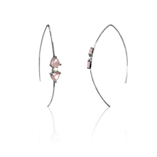 Pendientes Plata Mujer PEM0110RHCR Piedras Minerales Cuarzo Rosa