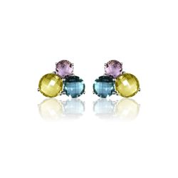Pendientes Plata Mujer PEM0113RHCICR 3 Piedras Minerales Citrino y Cuarzo Rosa