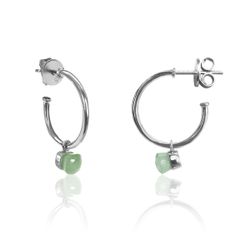 Pendientes Plata Mujer PEM0114RHCA Aro Abierto Piedras Minerales Calcedonia