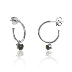 Pendientes Plata Mujer PEM0114RHLA Aro Abierto Piedras Minerales Labradorita