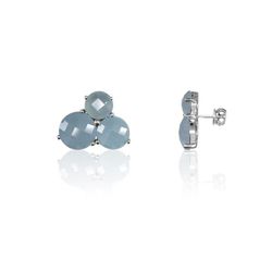 Pendientes Plata Mujer PEM0120RHCB Piedras Minerales Calcedonia Azul