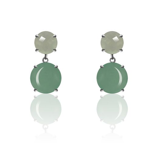 Pendientes Plata Mujer PEM0121RHCA Piedras Minerales Calcedonia