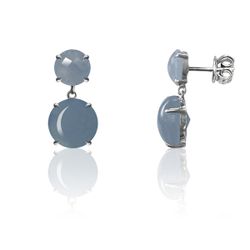 Pendientes Plata Mujer PEM0121RHCB Piedras Minerales Calcedonia Azul