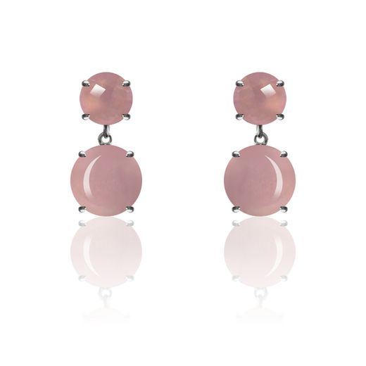 Pendientes Plata Mujer PEM0121RHCR Piedras Minerales Cuarzo Rosa