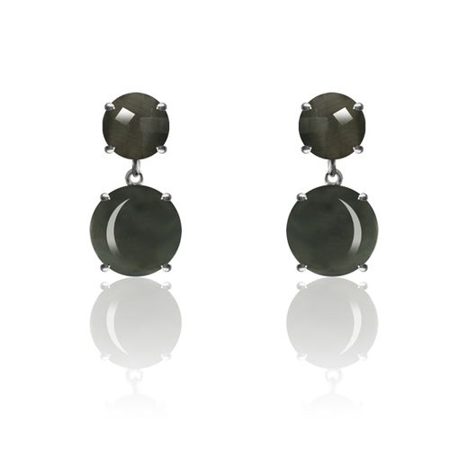 Pendientes Plata Mujer PEM0121RHOC Piedras Minerales Ojo de Gato