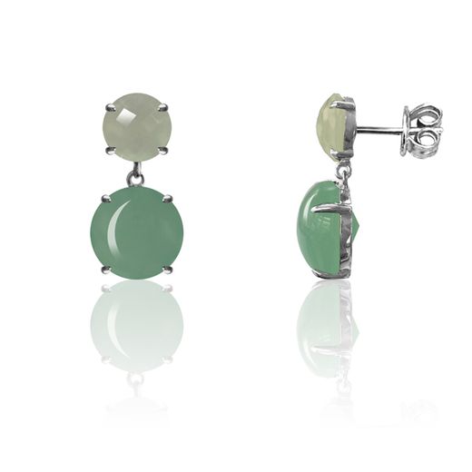 Pendientes Plata Mujer PEM0121RHOV Piedras Minerales Onix Verde