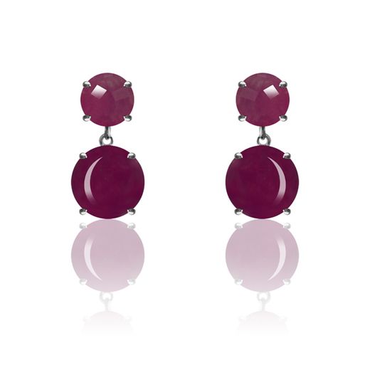 Pendientes Plata Mujer PEM0121RHRU Piedras Minerales Rubí