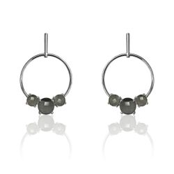 Pendientes Plata Mujer PEM0122RHOC Círculo Piedras Minerales Ojo de Gato