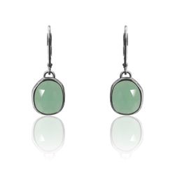 Pendientes Plata Mujer PEM0123RHCA Aro Colgante Piedras Minerales Calcedonia