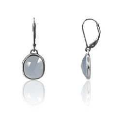 Pendientes Plata Mujer PEM0123RHCB Aro Colgante Piedras Minerales Calcedonia Azul