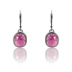 Pendientes Plata Mujer PEM0123RHRU Aro Colgante Piedras Minerales Rubí