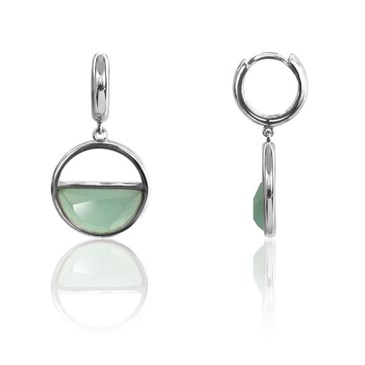 Pendientes Plata Mujer PEM0125RHCA Colgante Piedras Minerales Calcedonia