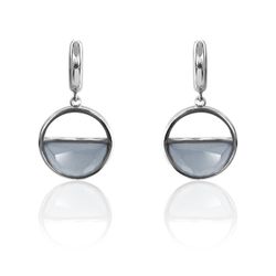 Pendientes Plata Mujer PEM0125RHCB Colgante Piedras Minerales Calcedonia Azul