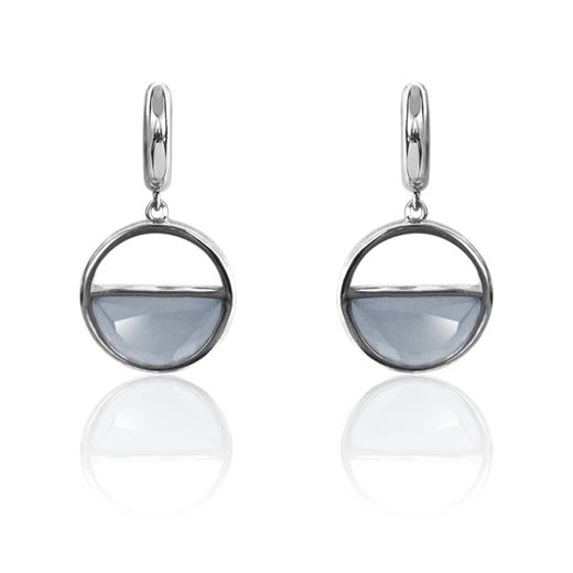 Pendientes Plata Mujer PEM0125RHCB Colgante Piedras Minerales Calcedonia Azul
