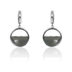 Pendientes Plata Mujer PEM0125RHOC Colgante Piedras Minerales Ojo de Gato