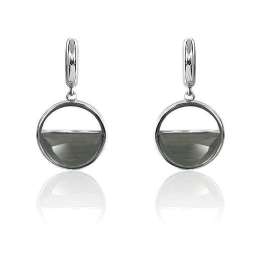 Pendientes Plata Mujer PEM0125RHOC Colgante Piedras Minerales Ojo de Gato