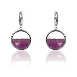 Pendientes Plata Mujer PEM0125RHRU Colgante Piedras Minerales Rubí