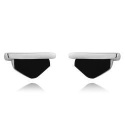 Pendientes Plata Mujer PEM0129RHOX Piedras Minerales Onix Negro