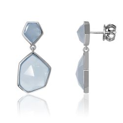 Pendientes Plata Mujer PEM0147RHCB Piedras Minerales Calcedonia Azul