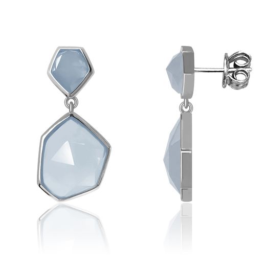 Pendientes Plata Mujer PEM0147RHCB Piedras Minerales Calcedonia Azul