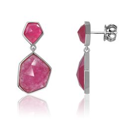 Pendientes Plata Mujer PEM0147RHRU Piedras Minerales Rubí