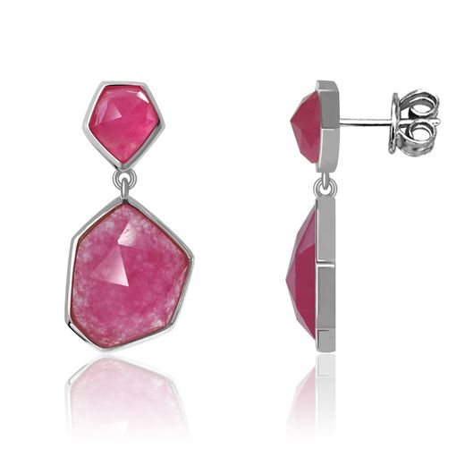 Pendientes Plata Mujer PEM0147RHRU Piedras Minerales Rubí
