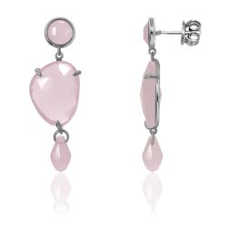 Pendientes Plata Mujer PEM0148RHCR Piedras Minerales Cuarzo Rosa