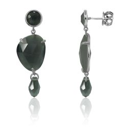Pendientes Plata Mujer PEM0148RHOC Piedras Minerales Ojos de Gato