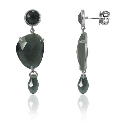 Pendientes Plata Mujer PEM0148RHOC Piedras Minerales Ojos de Gato