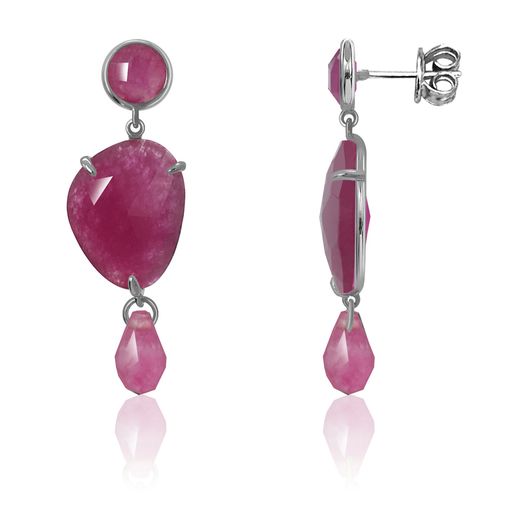 Pendientes Plata Mujer PEM0148RHRU Piedras Minerales Rubí