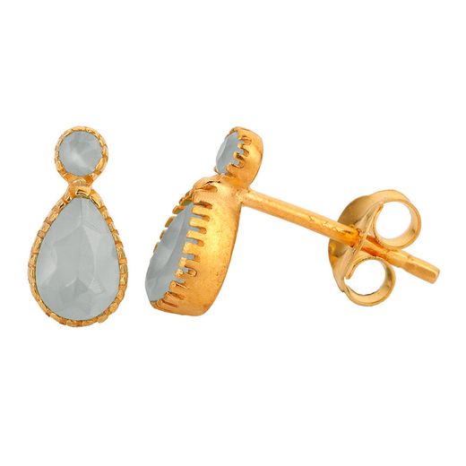 Pendientes Plata Dorada Mujer PEM0174DOPL Piedras Minerales Turquesa