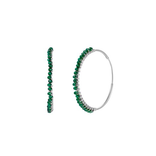 Pendientes Plata Mujer PEM0202PLOV30 Aro Piedras Minerales Onix Verde