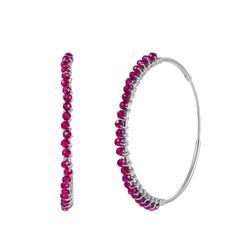 Pendientes Plata Mujer PEM0202PLPA30 Aro Piedras Minerales Perlas