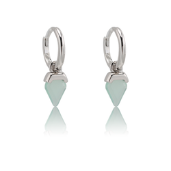Pendientes Plata Mujer PEM0211RHCA Aro Piedras Minerales Calcedonia
