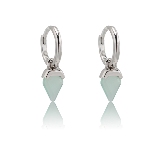 Pendientes Plata Mujer PEM0211RHCA Aro Piedras Minerales Calcedonia