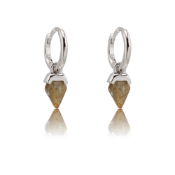 Pendientes Plata Mujer PEM0211RHLA Aro Piedras Minerales Labradorita